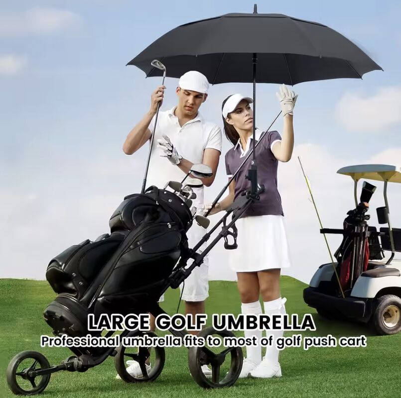 Windproof Golf Umbrella with Double Layer Canopy Vented Design and Customized Printing for Outdoor Events