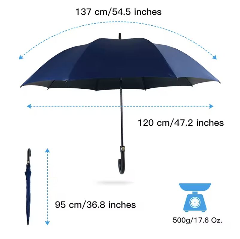 Windproof Golf Umbrella with Metal Shaft Auto Open Function and Double Layer Canopy for Outdoor Use