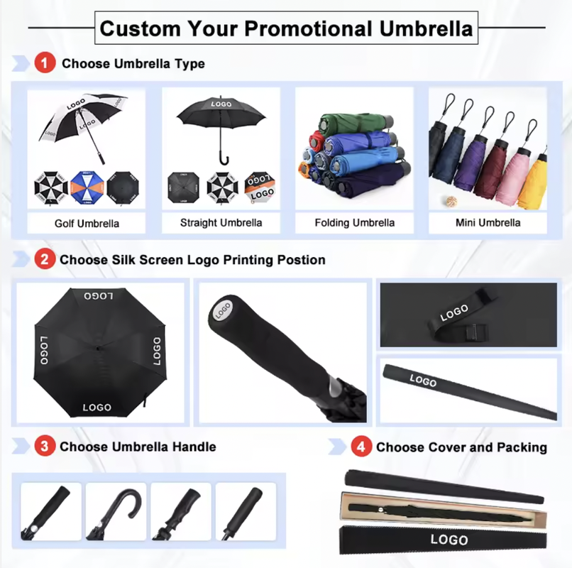 Waterproof Personalized Golf Umbrellas Double Canopy Golf Umbrella With Plastic Top Tips