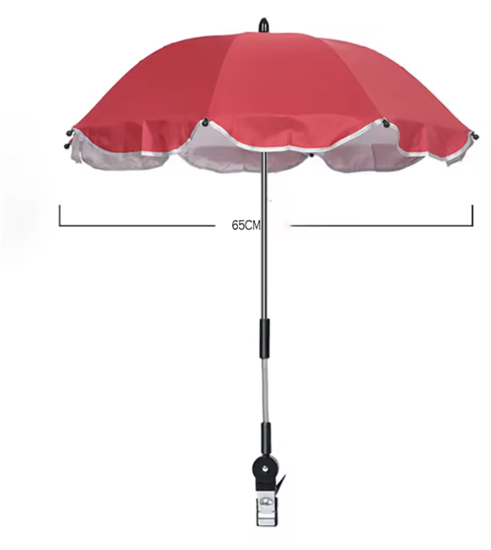 42 Inches Umbrella With Clamp Pink Color UV Resistant With 8 Fiberglass Ribs
