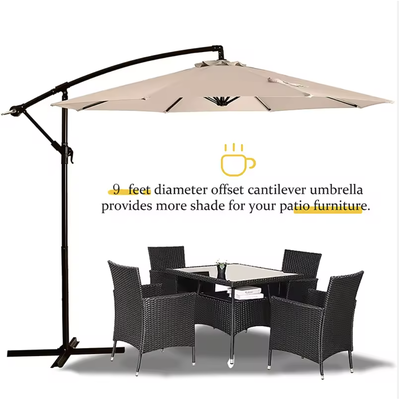 Manual Open Large Cantilever Parasol With Magnetic Base Durable Steel Shaft Material